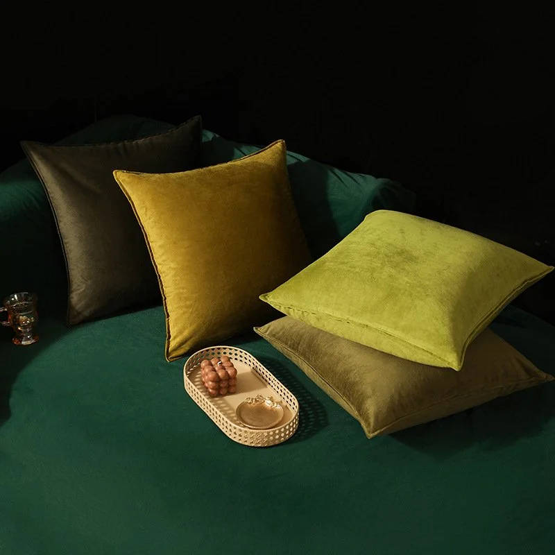 Dutch Velvet Throw Pillow Cover - Piped Trim Solid Color Vintage