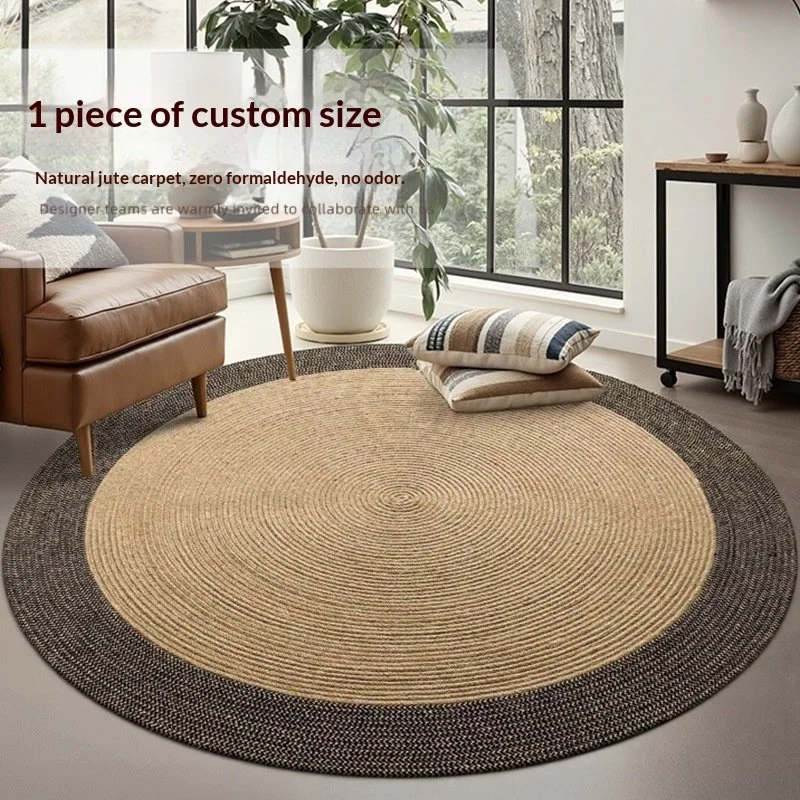 Eco-Friendly Natural Jute Round Rug - Living Room Floor Mat