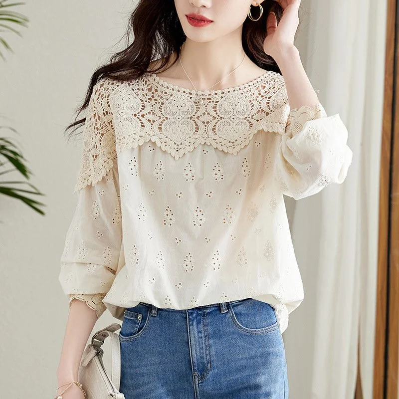 Elegant Apricot Lace Blouse for Women