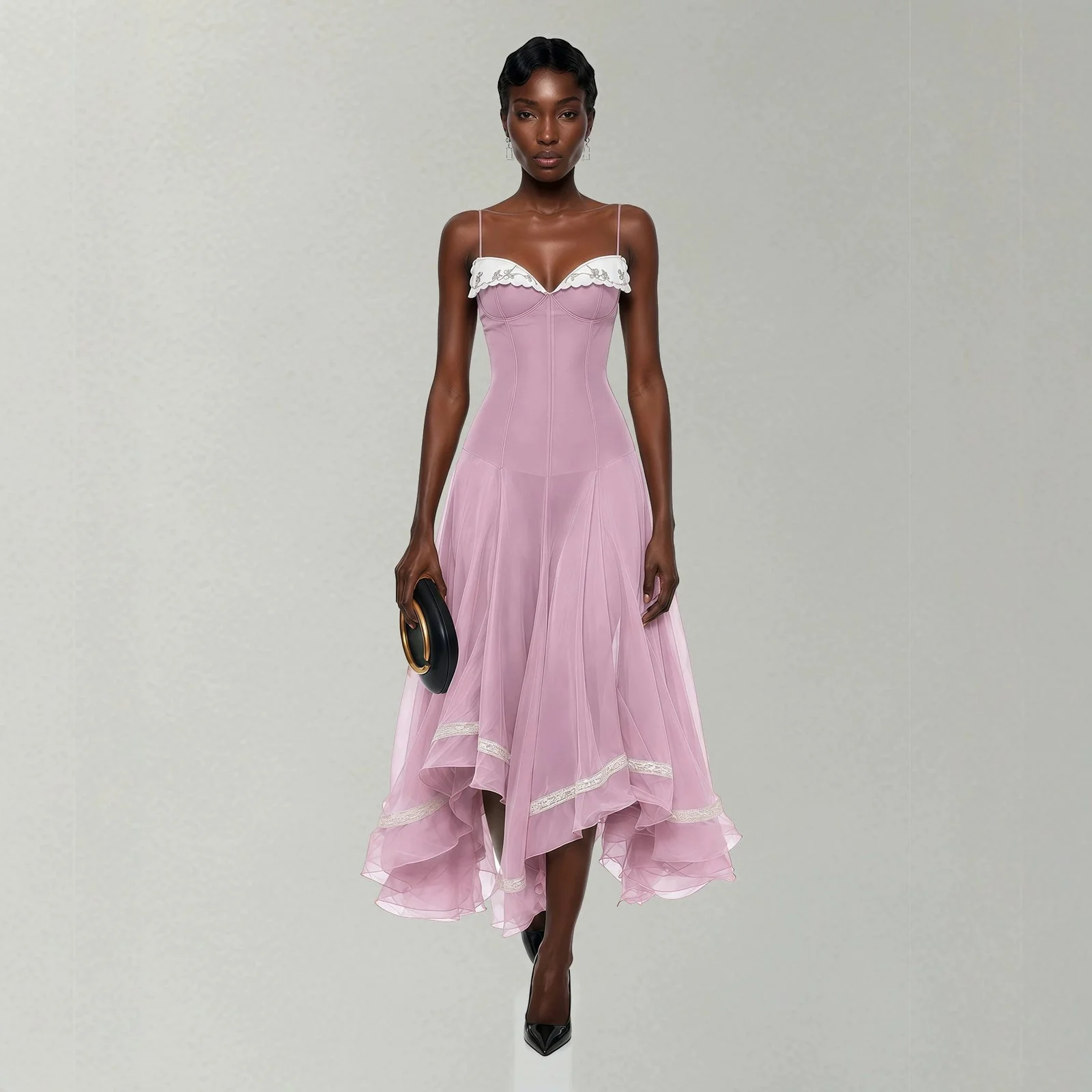 Elegant Asymmetrical Wave-hem Dress for Women