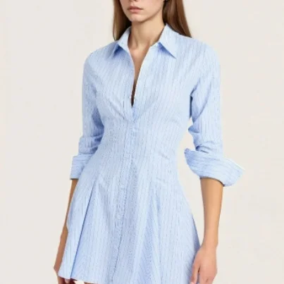 Elegant Striped Womens Shirt Dress with Stripes