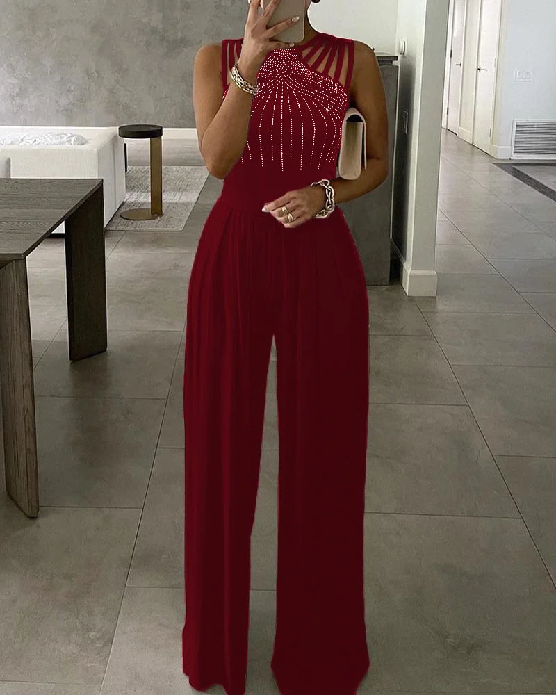 Elegant Wide Leg Jumpsuit for Women - Black, Red, Blue