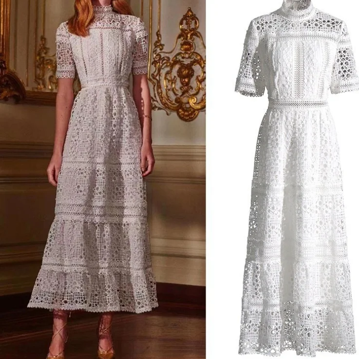 European and American Niche Elegant Goddess Elaborate Long Dress