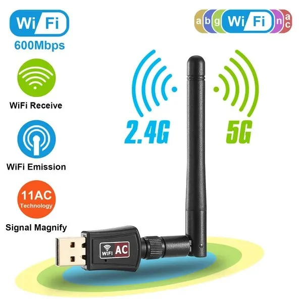 Fast WiFi Adapter for PC & Laptop - 600Mbps Dual Band