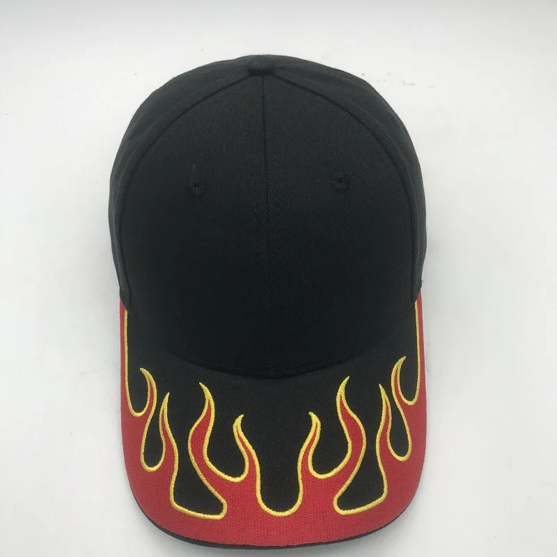 Flame Embroidered Baseball Cap for Men and Women