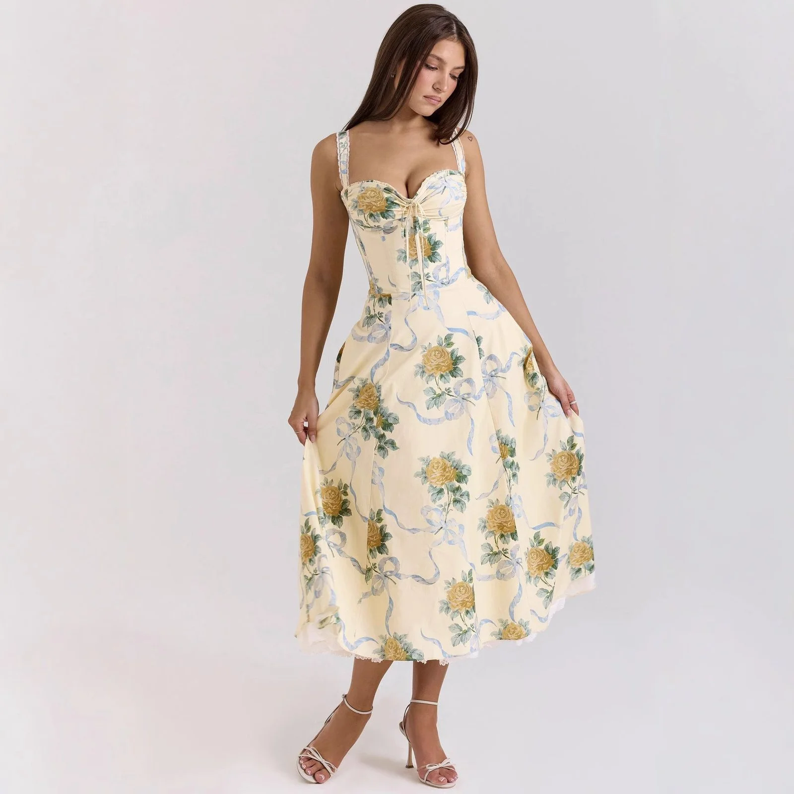 Floral Print Spaghetti Strap Midi Dress