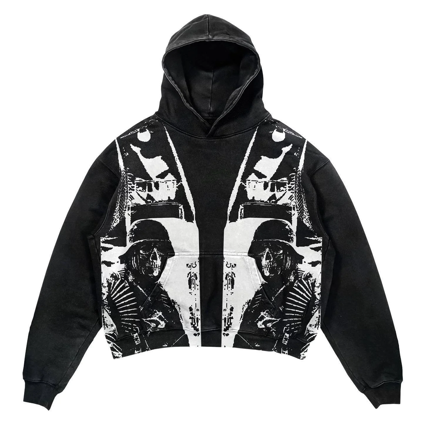 Gothic Patchwork Oversized Pullover Hoodie