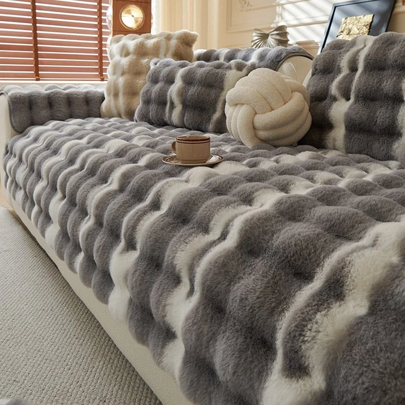 Gradient Velvet Sofa Cushion Cover - Plush Extra Thick Seat Pad