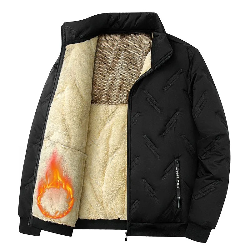 Graphene‑patterned cotton coat with thick fleece lining for winter warmth