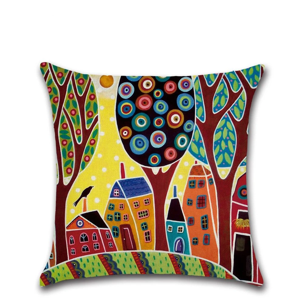 Hand-painted Beautiful Home Cotton and Linen Pillowcase