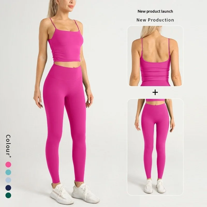 High-Waist Strappy Yoga Two-Piece Workout Set