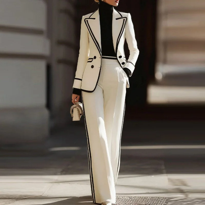 Independent Brand 2026 European and American Amazon Women's Fashion Long-sleeve Lapel Blazer Double-breastedca
