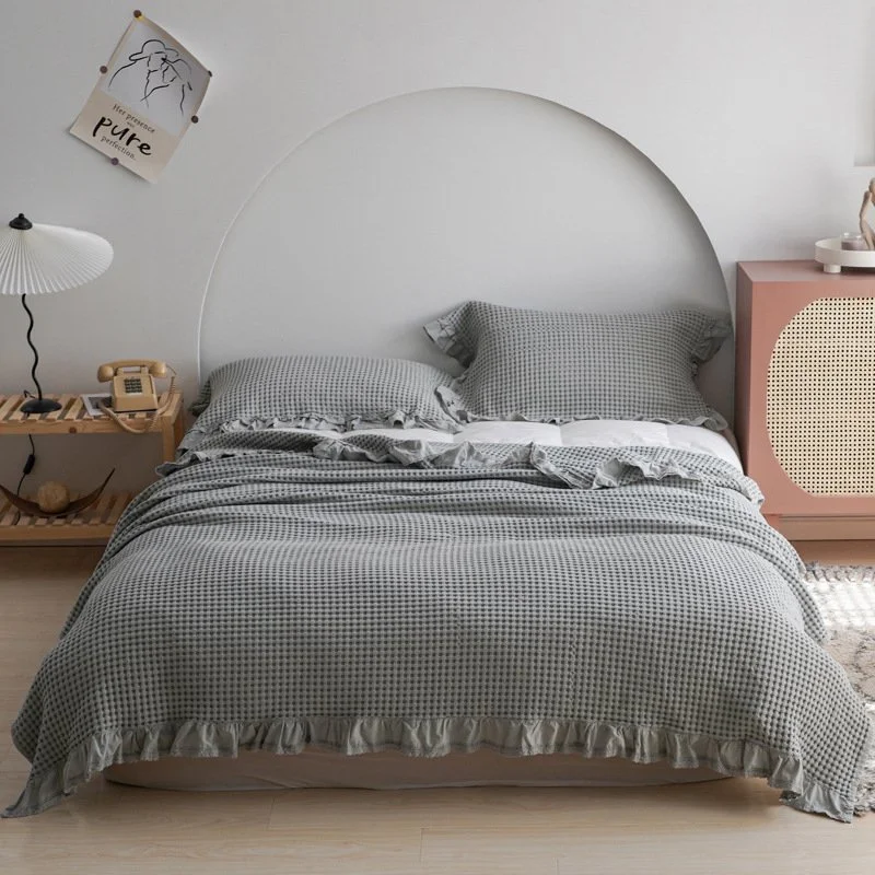 Japan Waffle Plaid Blankets for Bed Sofa Throws Cotton Yarn Towel Blanket for Kids Adult Summer Air Conditioni