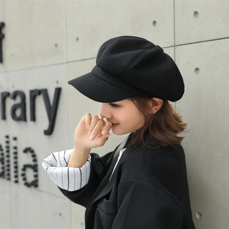 Kids' Korean Style Wool Octagonal Cap