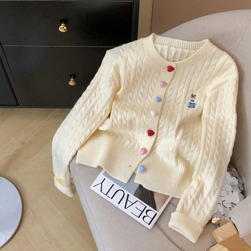 Knitted Cardigan Sweater Coat for Petite Women Short Style