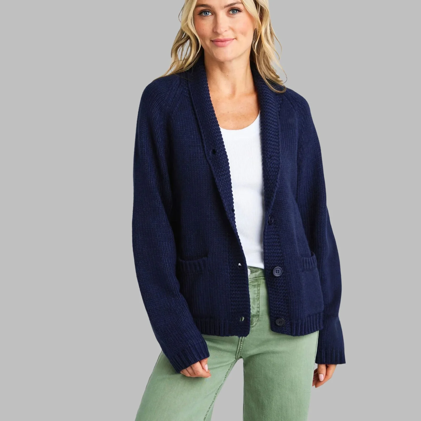 Knitted Long Sleeve Button Cardigan Fashionable Jacket