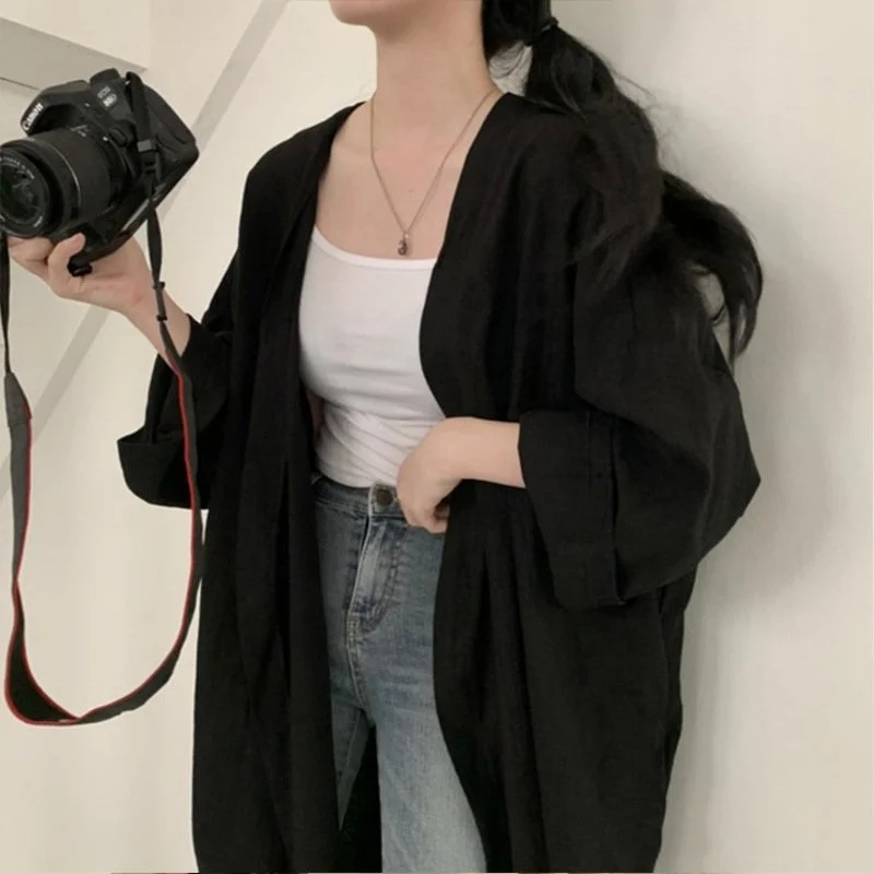 Korean Style Casual Loose Long Sleeve Sun Protection Cardigan