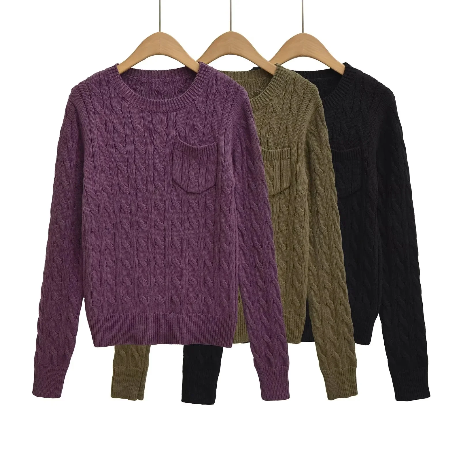Korean-style Relaxed Versatile Purple Sweater for Petite Women