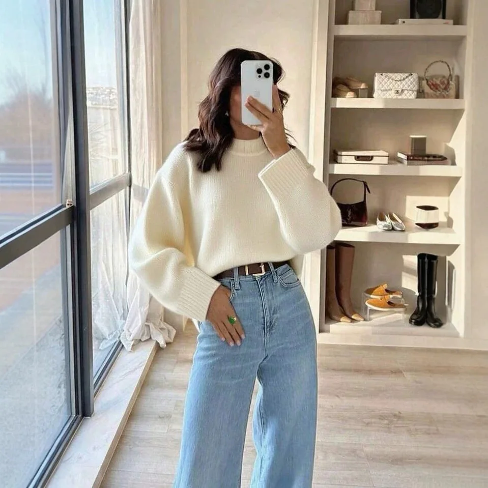 Korean-style Soft and Cozy Autumn Winter New-arrival Relaxed-fit Womens Knit Sweater