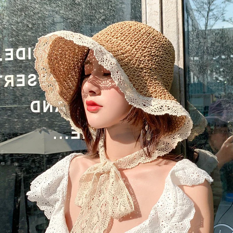 Large Lace Sun Hat for Women - Adjustable Brim