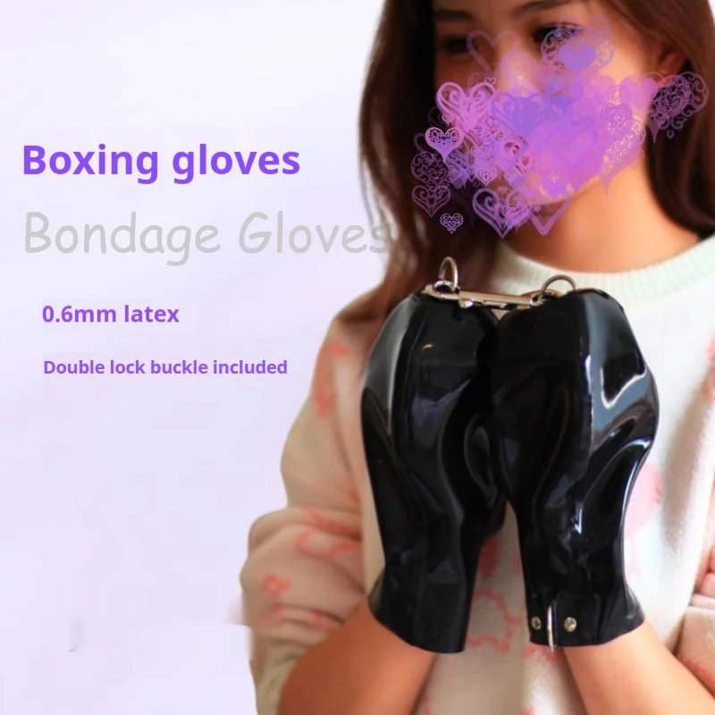 Latex Boxing Gloves for Women - Black Spherical Design