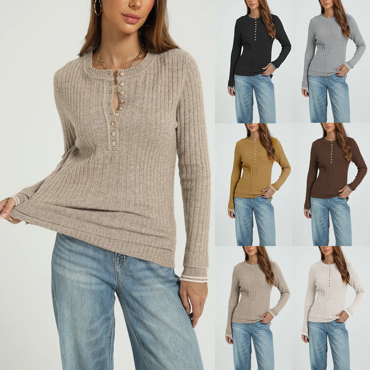 Long-sleeve Slim-fit Knitted Bottoming Sweater