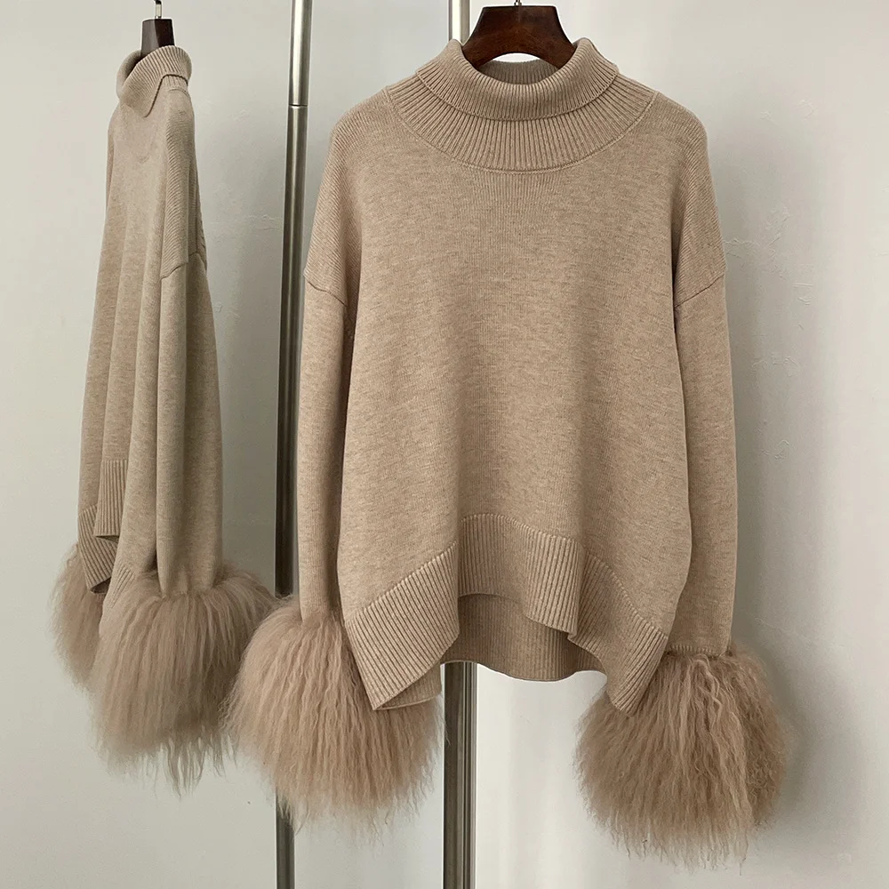 Loose-fitting Turtleneck Pullover Knit Sweater for Women