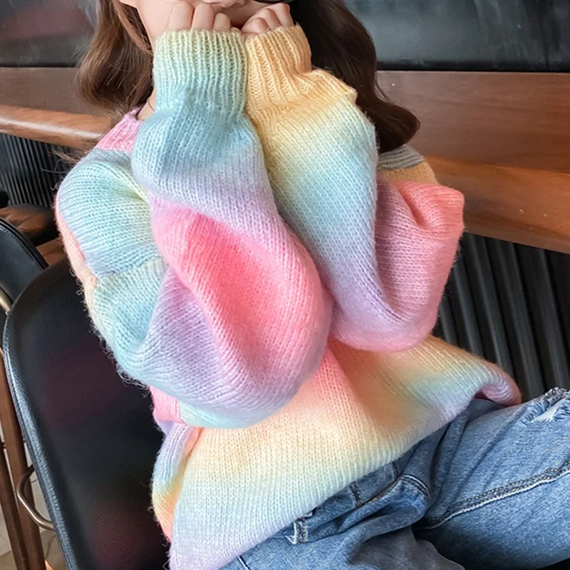 Matching Striped Parent-Child Knit Sweater Coat