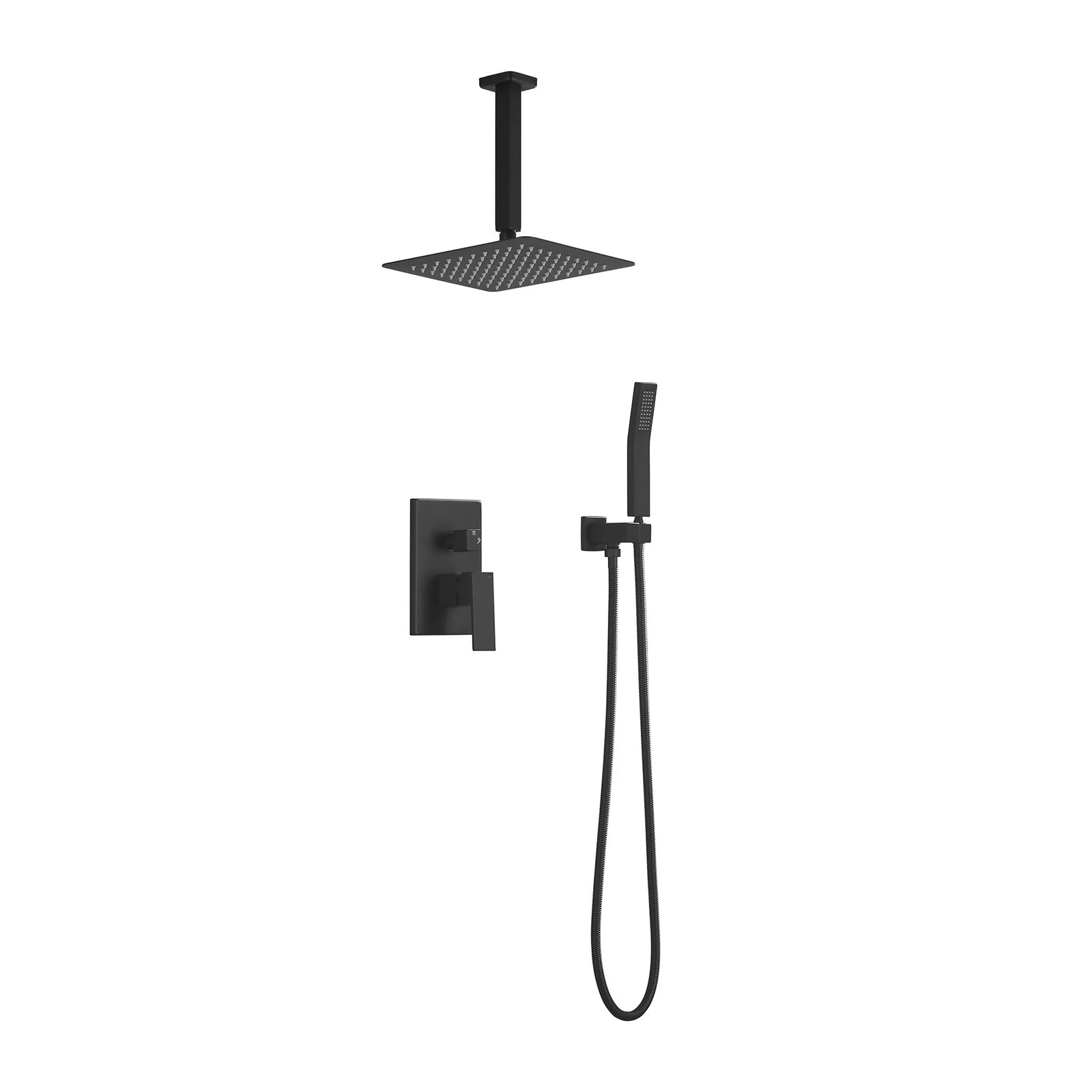Matte Black Shower Set System Bathroom Luxury Rain Shower Combination Set Ceiling Mounted Showerhead Showerhea