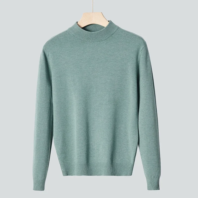 Mens Half-neck Sweater Solid-color Undershirtbase Layer