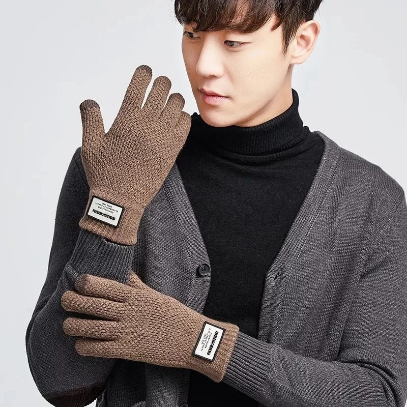 Men's Touch Screen Knitted Gloves for Autumn and Winter