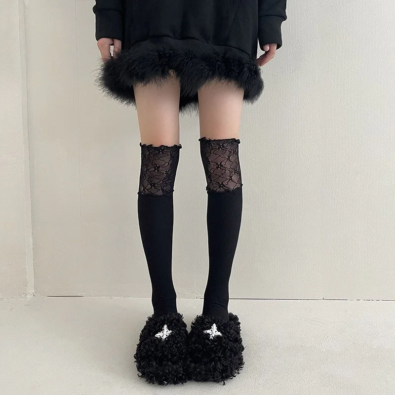Mid-Calf Women's Lace Knee Socks