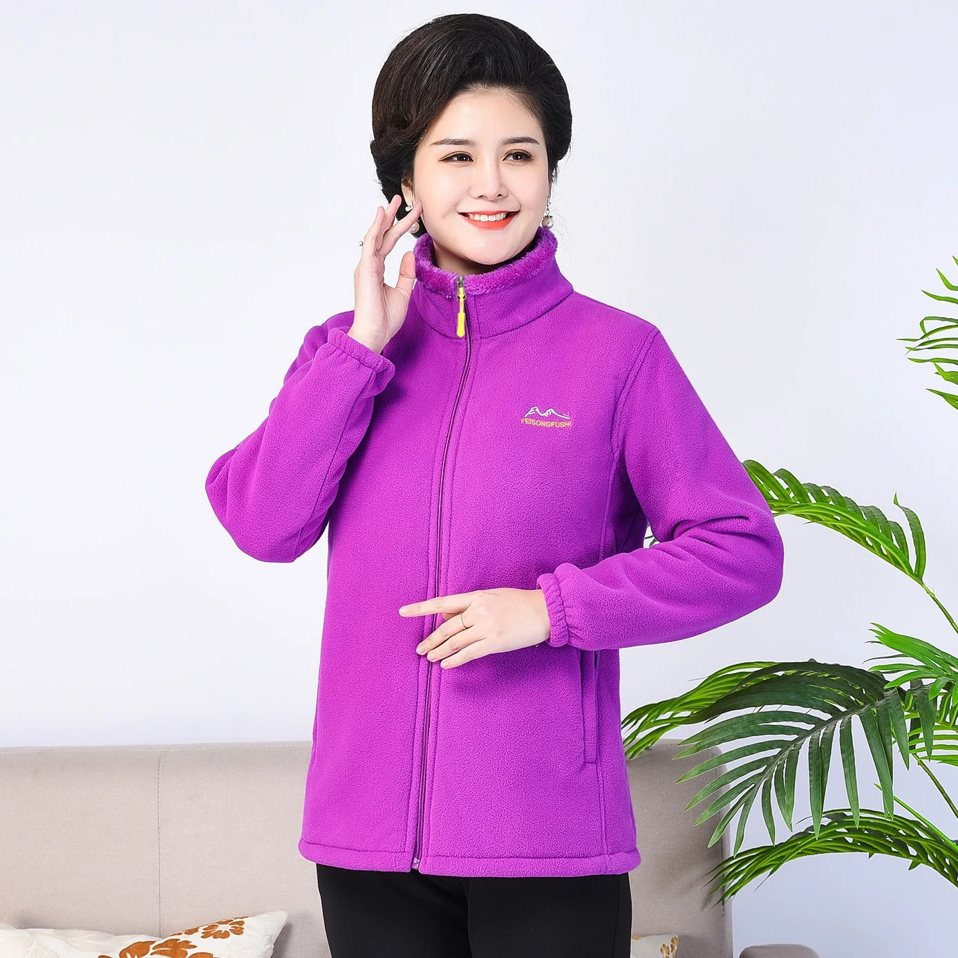 Middle-aged and Elderly Thickened Fleece Hooded Sweatshirt