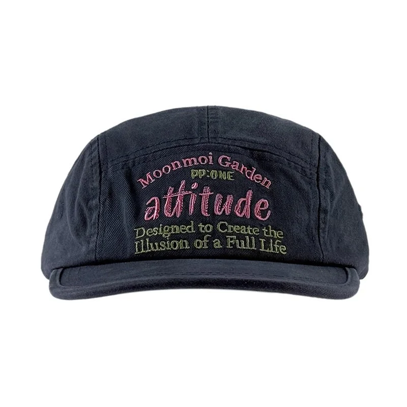 Navy Blue Retro Flat-brim Cap with Washed-letter Design