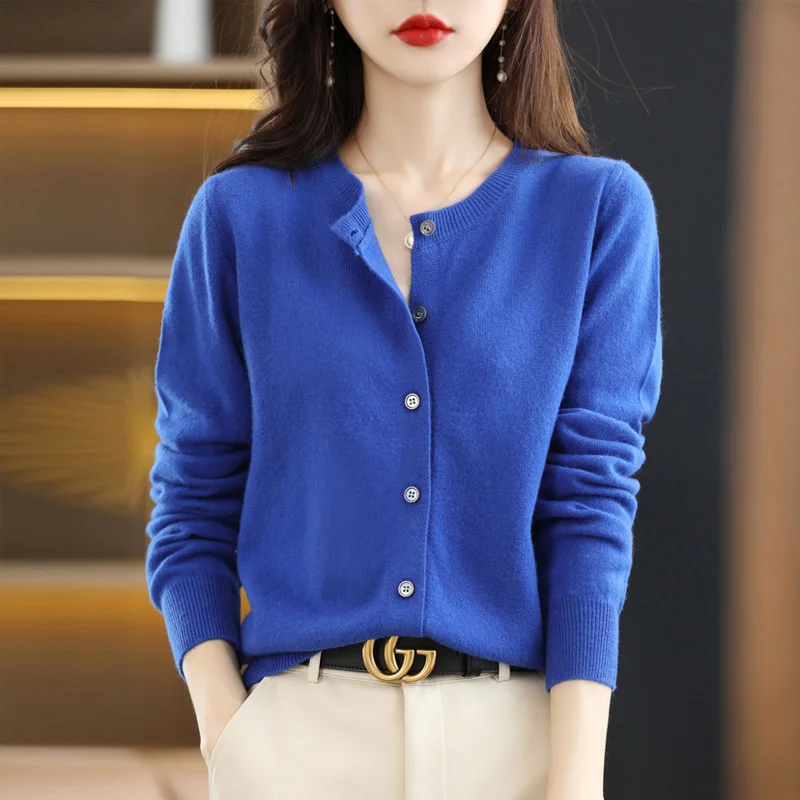 New Womens Short Long-sleeved Knitted Cardigan Sweater