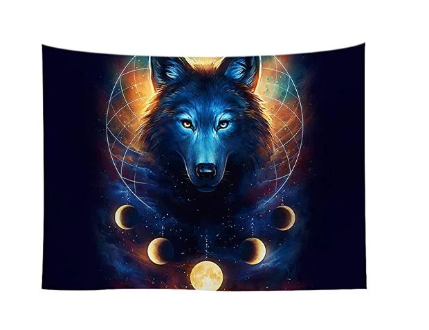 Nordic Dilapidated Wind Animal Wolf Background Cloth Ins Hang Cloth Background Wall Home Tapestry Living Room 