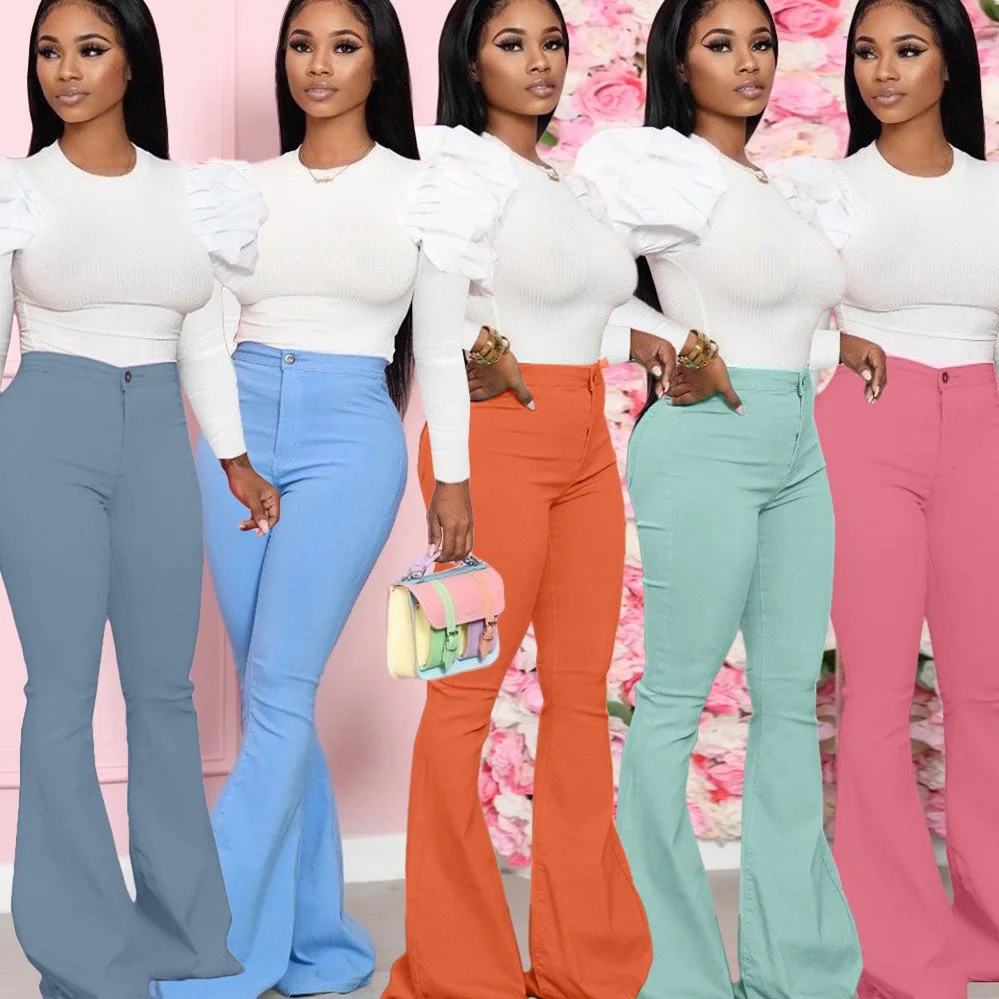 Orange Bell-bottom Pants Suit for Women