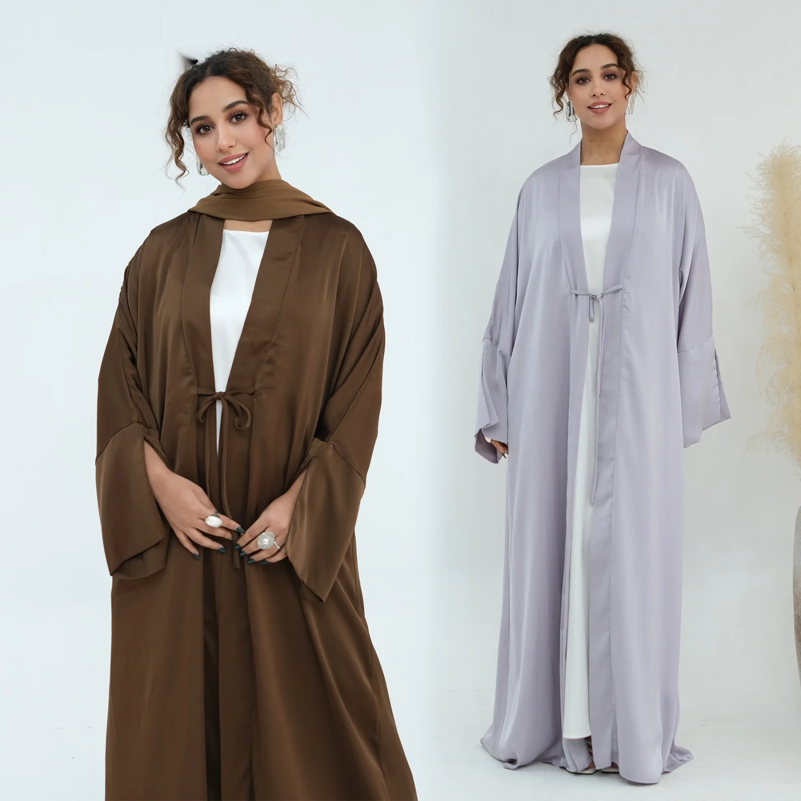 Plus-size Elegant Cardigan Solid-color Robe For The Middle East