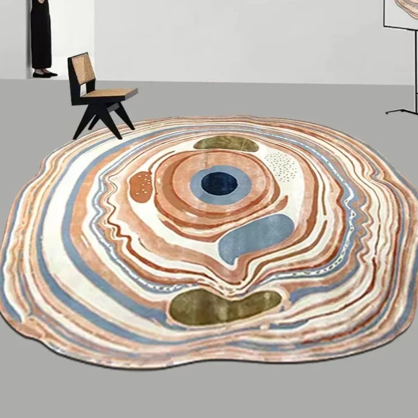 Plush Rug for Modern Style Bedroom Decor, Irregular Shaped Floor Mat