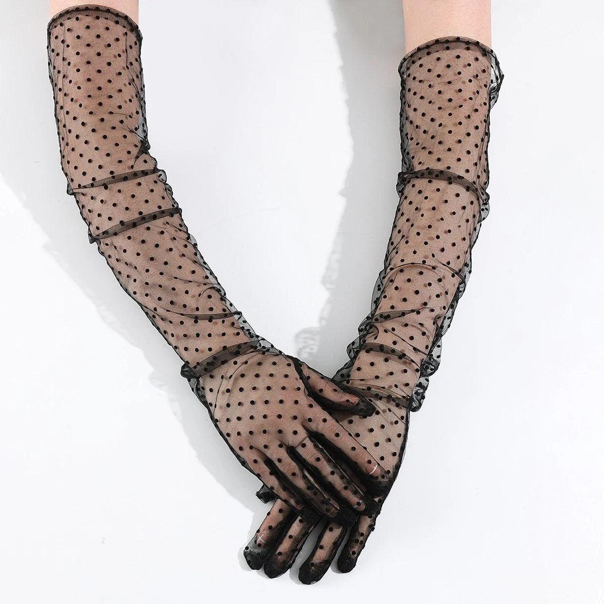 Polka Dot Lace Gloves for Women - Summer Sun Protection