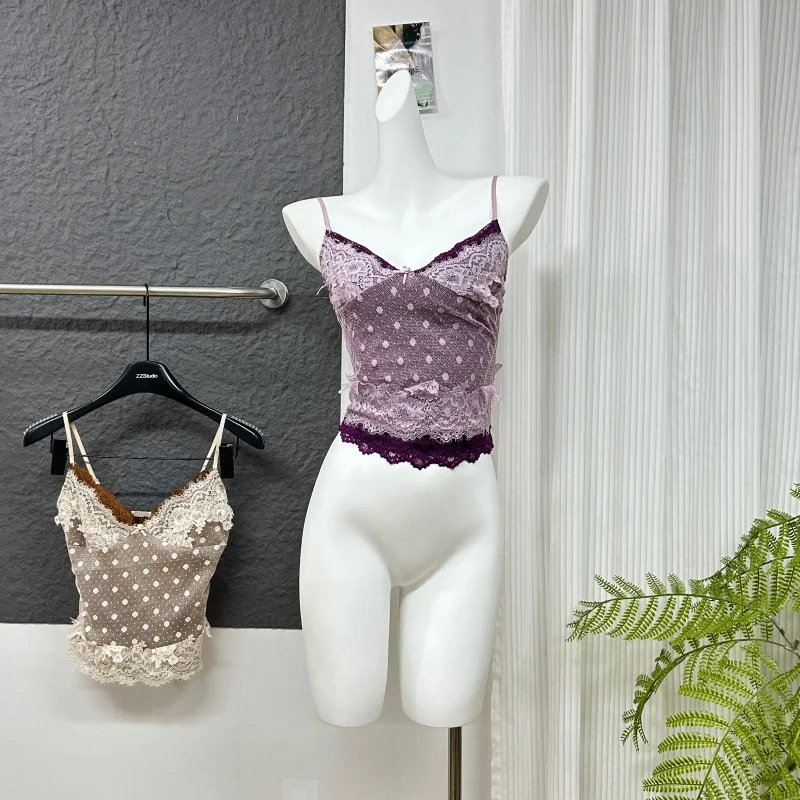 Polka Dot Lace Sling Camis