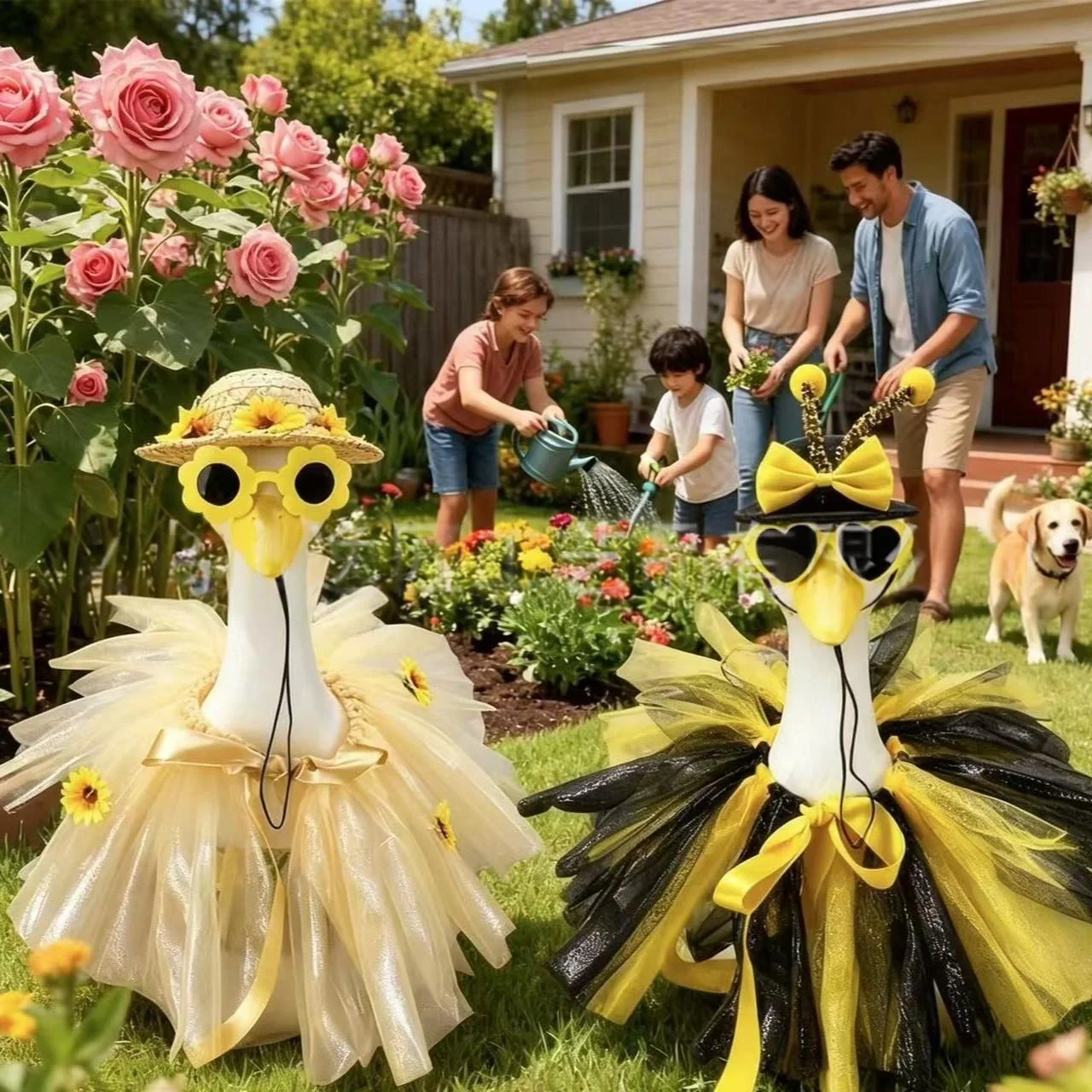 Porch Goose Costume for Pets - Bee & Sunflower Design