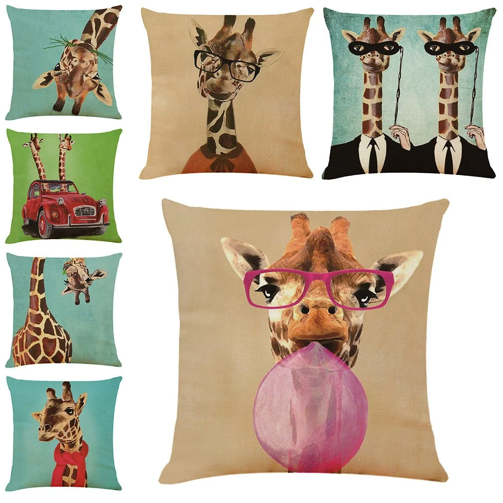 Printed Cotton and Linen Pillowcase