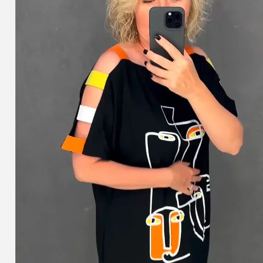 Printed Short-sleeve T-shirt Plus-size Dress for Women