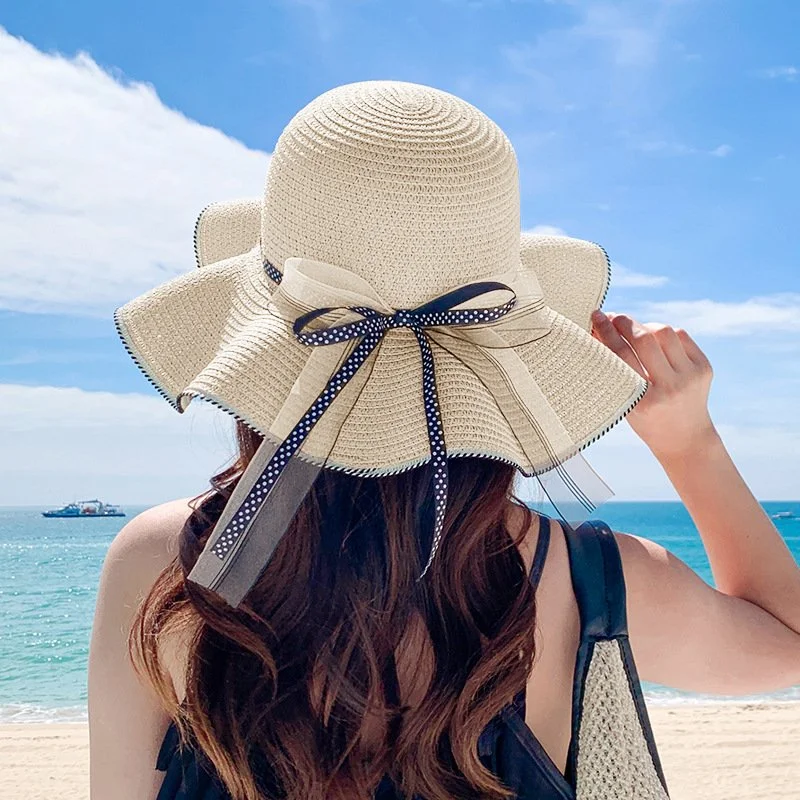 Protective Large Brim Straw Sun Hat for Women, All Season Use