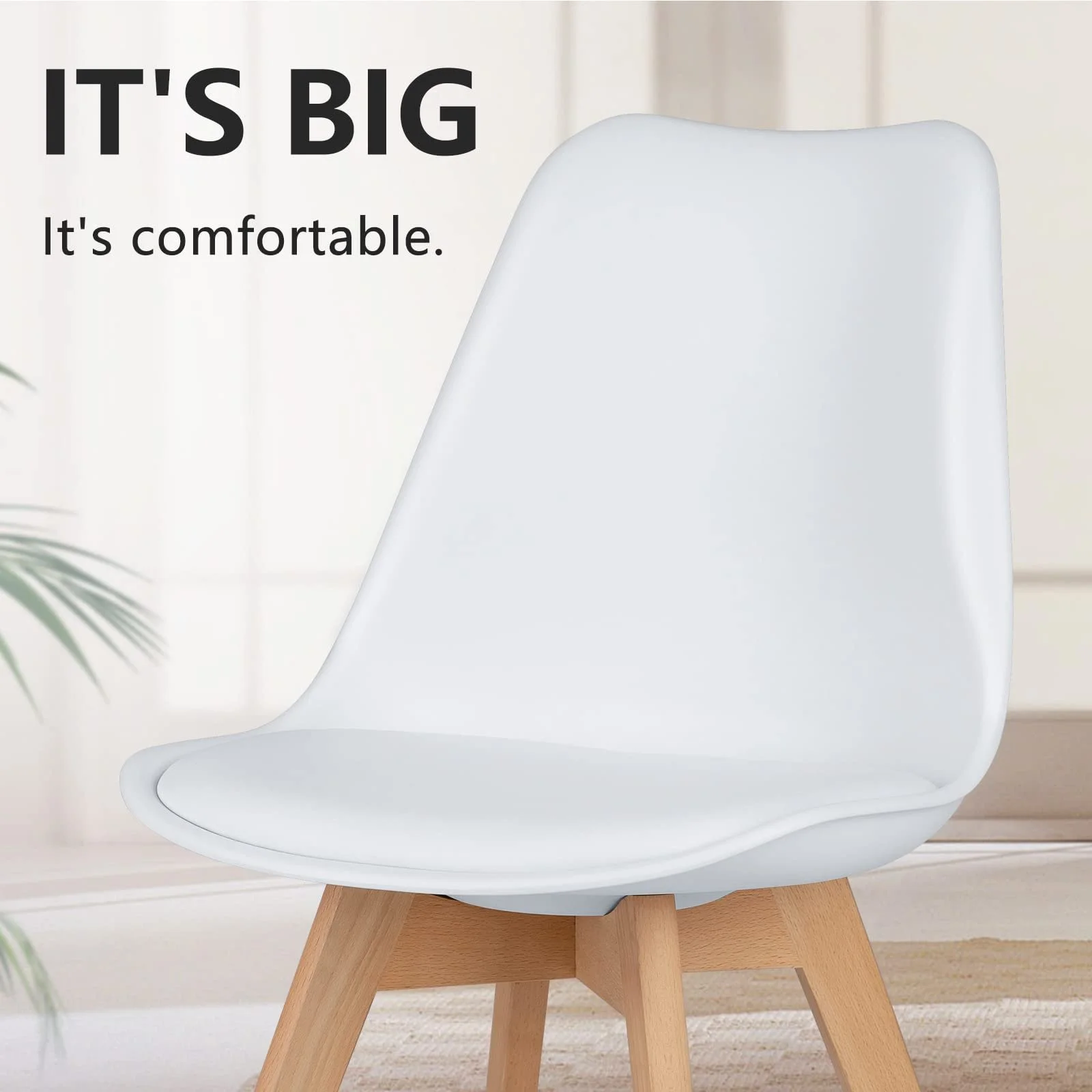 Pu Leather Upholstered Dining Chairs with Wood Legs, Set of 4 for Kitchen, Dining, Living Room
