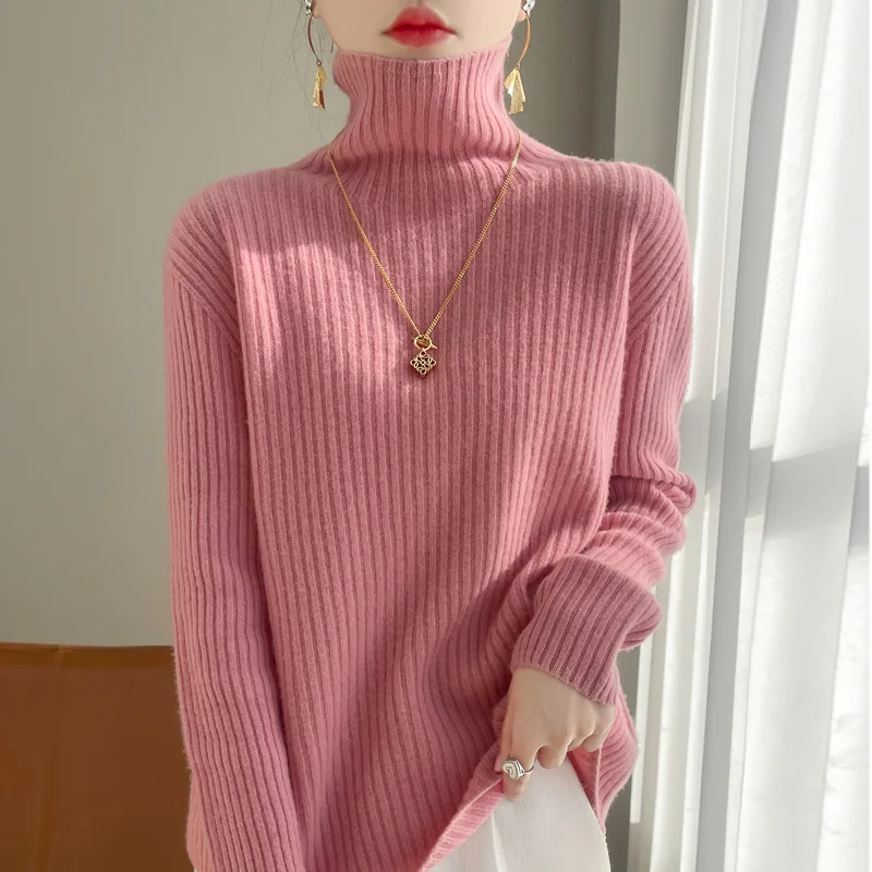 Pure Wool Womens Turtleneck Sweater