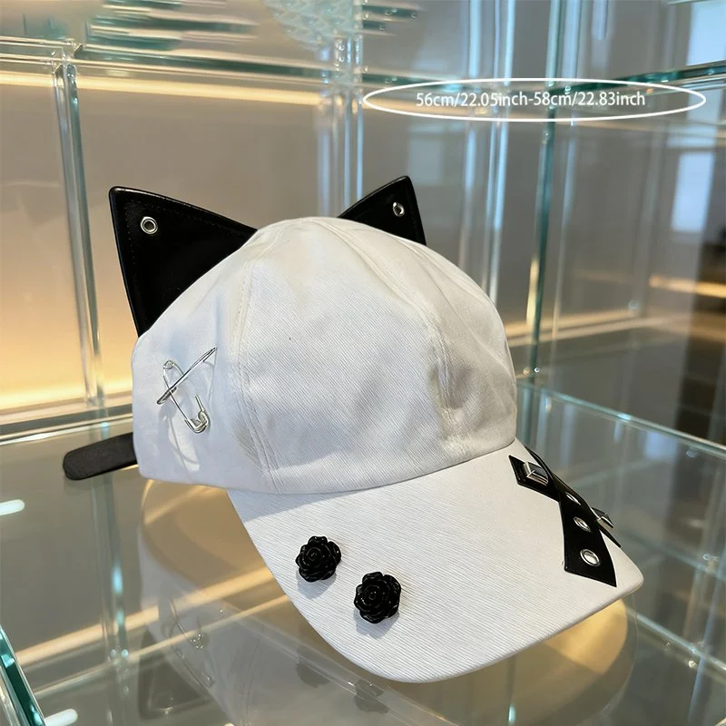 Retro Cat Ears Flat Brim Hat