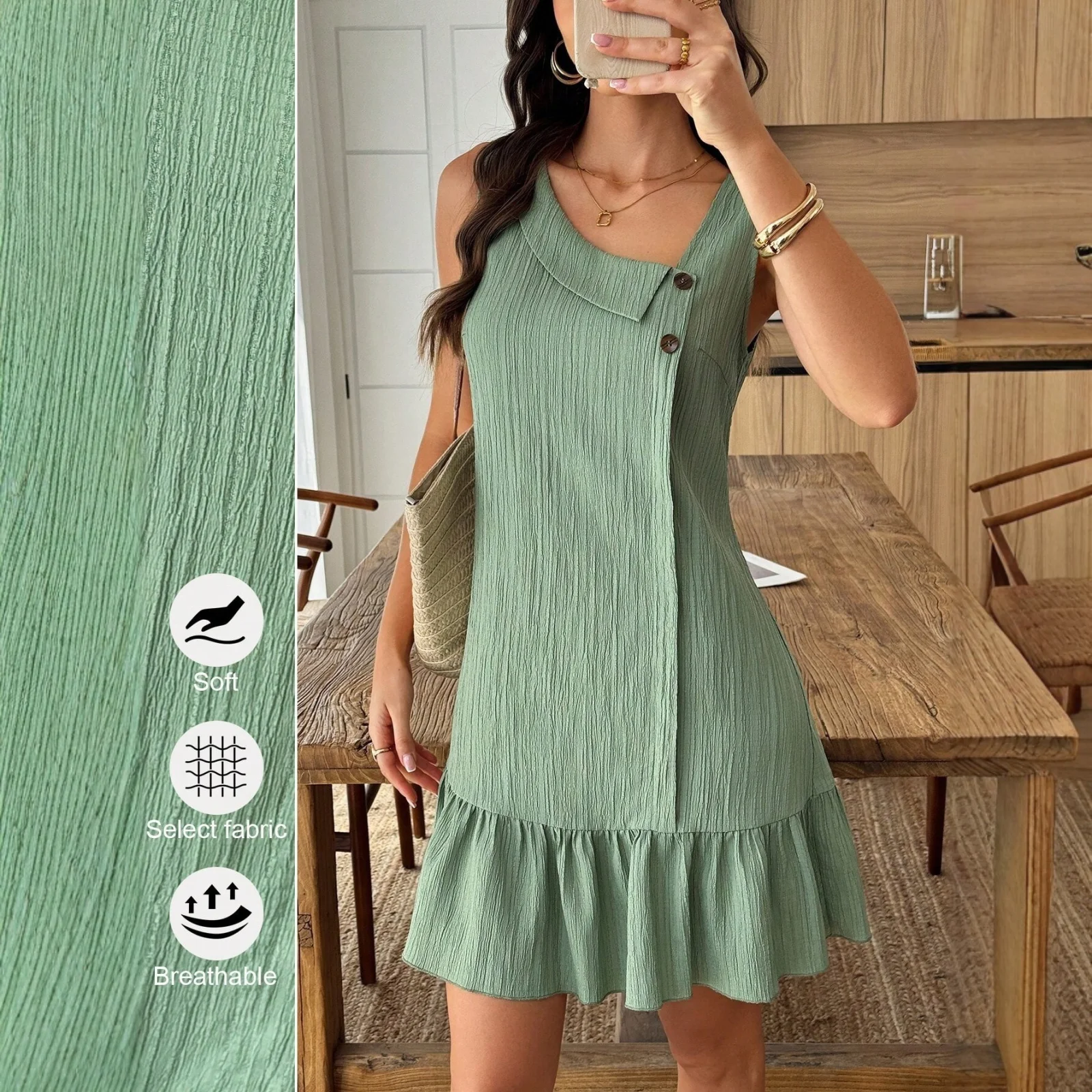 Ruffled Sleeveless A-line Flounce Dress