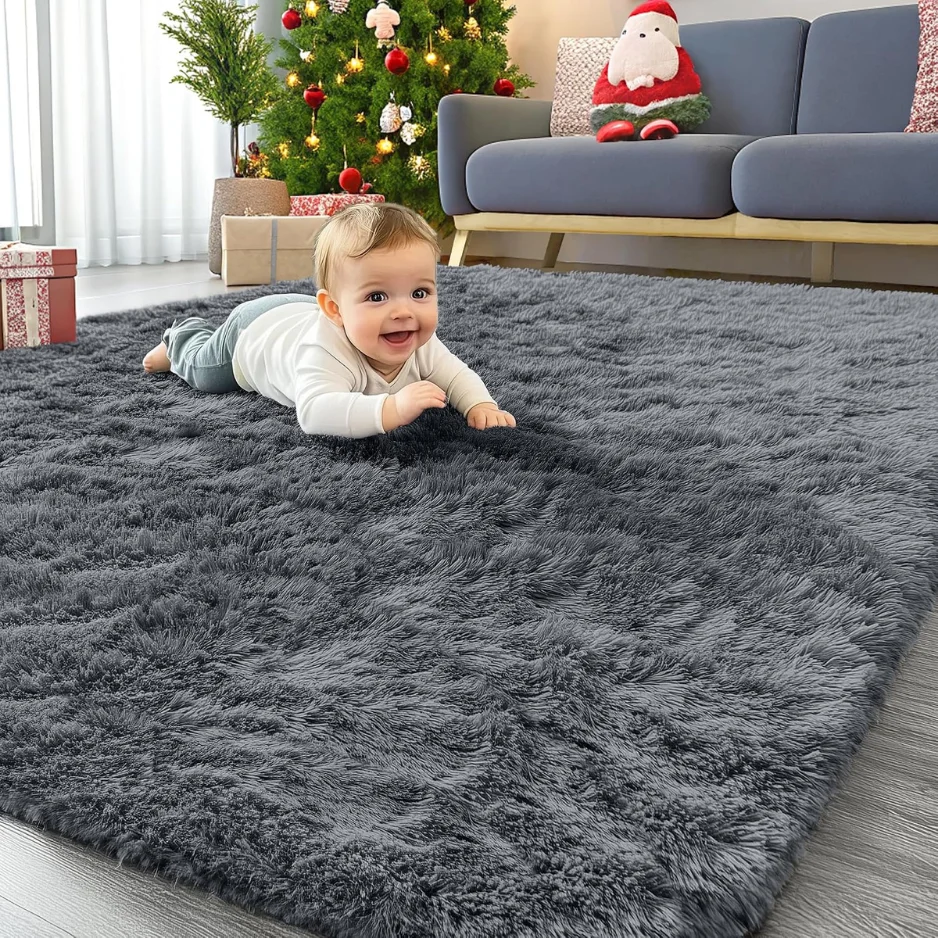 Rugs for Living Room Bedroom, Machine Washable 4x5.9 Ft Soft Fluffy Shaggy Bedside Rug, Indoor Floor Carpet fo
